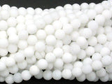 Matte White Jade Beads, 6mm (6.4mm) Round Beads-Gems: Round & Faceted-BeadBeyond
