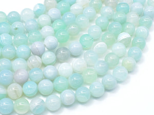 Banded Agate Beads, Striped Agate, Light Blue, 8mm Round Beads-Agate: Round & Faceted-BeadBeyond