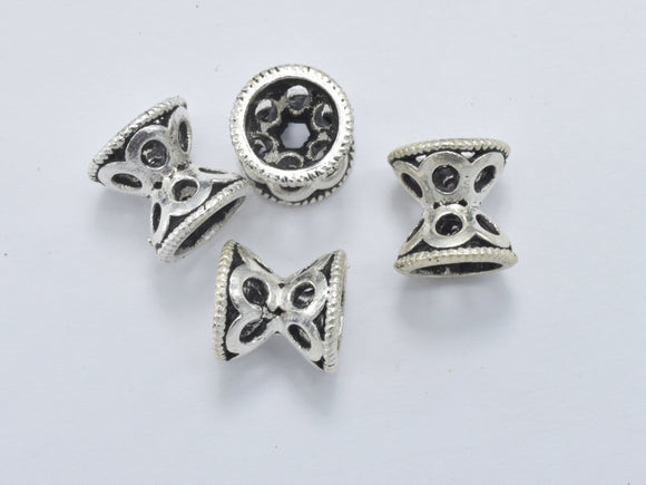 2pcs 925 Sterling Silver Double Bead Caps-Antique Silver, 7.5x7.5mm Bead Caps-Metal Findings & Charms-BeadBeyond