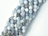 Dragon Vein Agate Beads, Gray & White, 6mm Faceted Round Beads-Agate: Round & Faceted-BeadBeyond