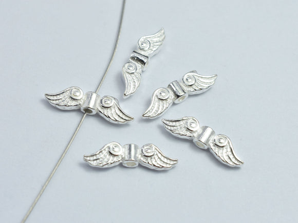 4pcs 925 Sterling Silver Angel Wing Beads, 14x3.6mm-BeadBeyond