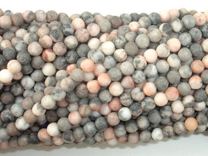 Matte Pink Zebra Jasper, 4mm, Round Beads-BeadBeyond