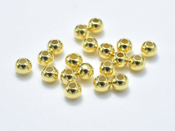 30pcs 24K Gold Vermeil 3mm Round Beads, 925 Sterling Silver Beads-Metal Findings & Charms-BeadBeyond