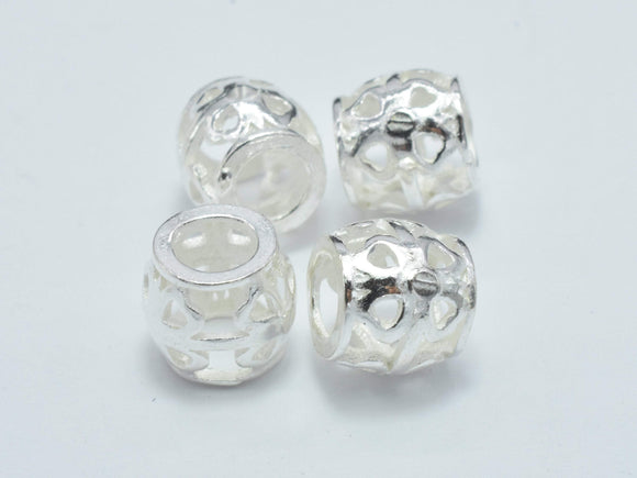 2pcs 925 Sterling Silver Beads, Filigree Drum Beads, Big Hole Spacer Beads, 7.6x7mm-Metal Findings & Charms-BeadBeyond
