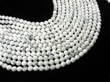 White Howlite Beads, Faceted Round, 8mm, 15 Inch-BeadBeyond