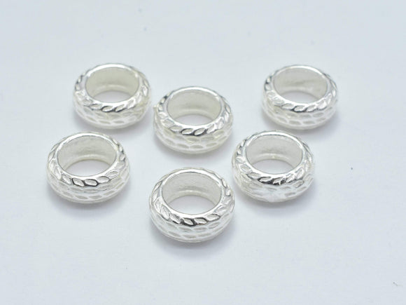 8pcs 925 Sterling Silver Beads, 6mm Rondelle Beads, Big Hole Spacer Beads, 6x2.5mm-Metal Findings & Charms-BeadBeyond