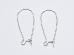 20pcs Kidney Earwire, Earring Hooks, Silver Plated, 33x14mm-Metal Findings & Charms-BeadBeyond