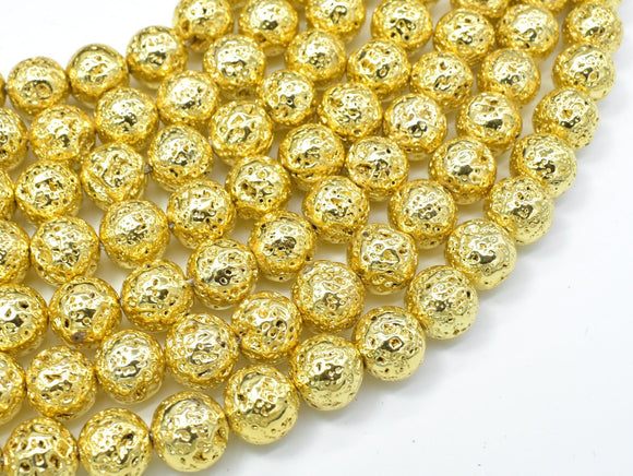 Lava-Gold Plated, 10mm (10.5mm) Round-Gems: Round & Faceted-BeadBeyond