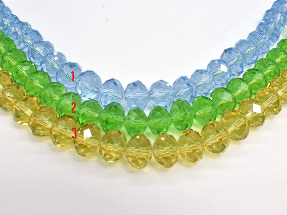 Crystal Glass Beads, 8x10mm Faceted Rondell, 7 Inch-Pearls & Glass-BeadBeyond