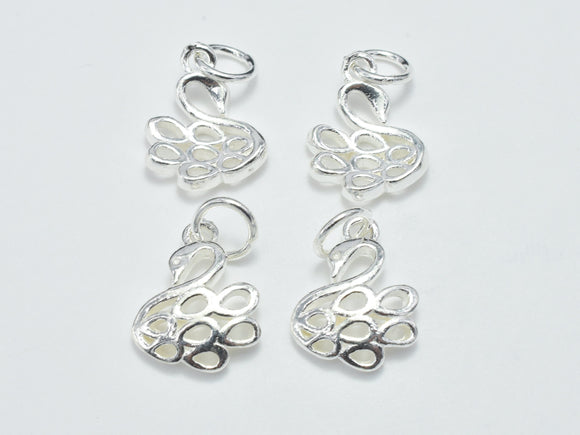 2pcs 925 Sterling Silver Charms, Swan Charm, 10x13mm-Metal Findings & Charms-BeadBeyond