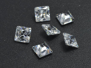 Cubic Zirconia Loose Gems-Faceted Square, 1piece-Cubic Zirconia-BeadBeyond