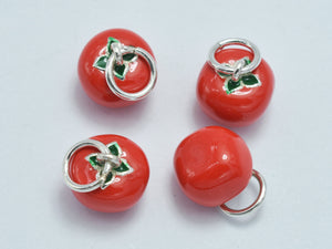 1pc 925 Sterling Silver Charm-Enamel Persimmon Charm 7x7mm-BeadBeyond