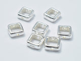4pcs 925 Sterling Silver Square Bead Frames, 6.3mm-Metal Findings & Charms-BeadBeyond