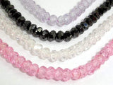 CZ beads, Faceted Rondelle, Approx 3.5 x 4 mm-Cubic Zirconia-BeadBeyond