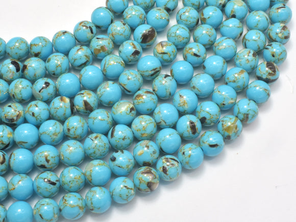 Shell Turquoise Howlite-Blue, 8mm (8.5mm), Round-BeadBeyond