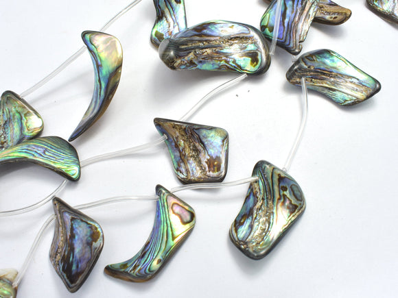 Abalone (18-25)x(28-35)mm Free Form Beads, Side Drilled, 14 Inch-BeadBeyond