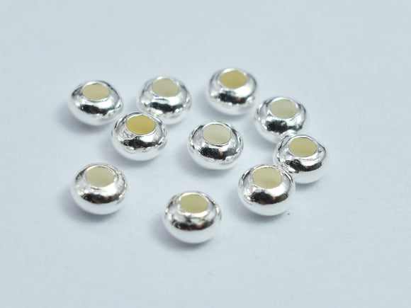 30pcs 925 Sterling Silver 3mm Rondelle Spacer Beads, Crimp Beads-BeadBeyond