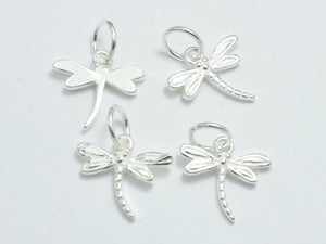 4pcs 925 Sterling Silver Charms, Dragonfly Charms, 12x11mm-BeadBeyond