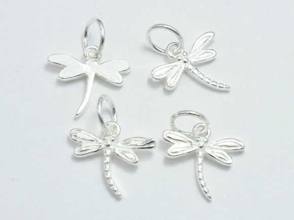 4pcs 925 Sterling Silver Charms, Dragonfly Charms, 12x11mm-BeadBeyond
