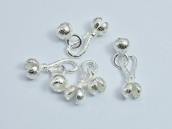 2sets 925 Sterling Silver 5mm Crimp End Caps with 10mm S Hook Clasp-BeadBeyond