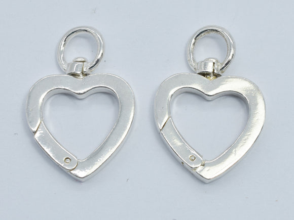 1pc 925 Sterling Silver Swivel Clasp, Spring Gate Heart Clasp 21x14mm-BeadBeyond