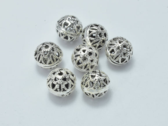 6pcs 925 Sterling Silver Beads-Antique Silver, 6mm Filigree Round Beads-Metal Findings & Charms-BeadBeyond