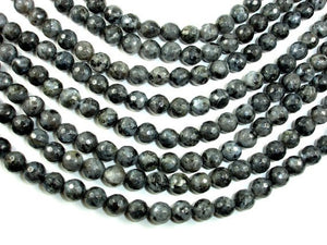 Black Labradorite, Larvikite, 8mm Faceted Round Beads, 14.5 Inch-BeadBeyond