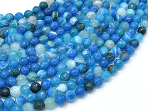 Banded Agate Beads, Striped Agate, Blue, 6mm Faceted Round-Agate: Round & Faceted-BeadBeyond