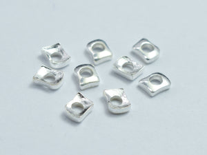 20pcs 925 Sterling Silver 3x3.8mm Curved Rectangle Spacer-BeadBeyond