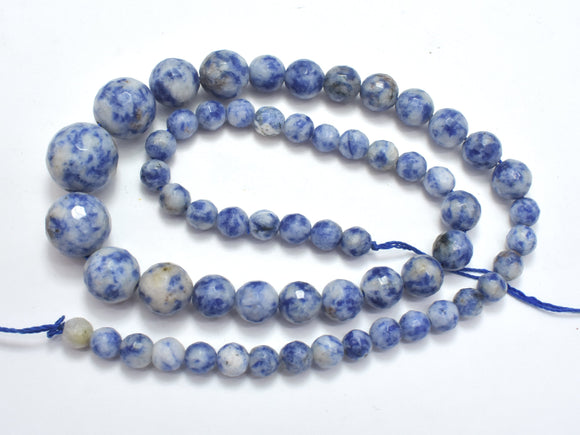 BLUE SPOT JASPER BEADS, 6-14MM GRADUATED FACETED ROUND-Gems: Round & Faceted-BeadBeyond