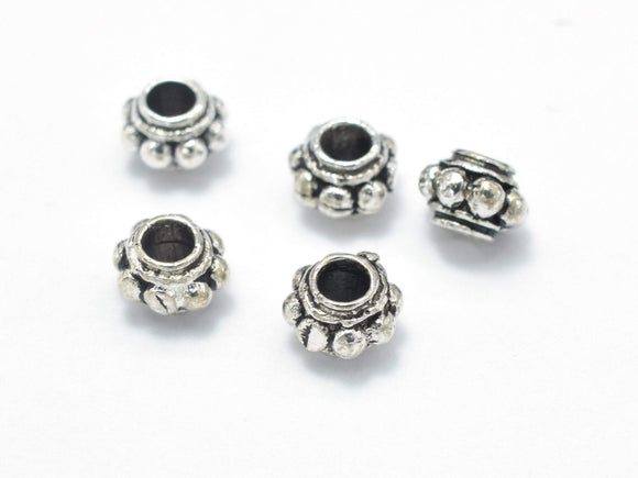 10pcs 925 Sterling Silver Beads-Antique Silver, 4mm Rondelle Beads, Spacer Beads, 4x2.5mm, Hole 1.7mm-Metal Findings & Charms-BeadBeyond