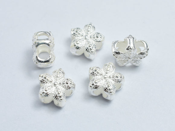 2pcs 925 Sterling Silver Flower Beads, 8x4.7mm-BeadBeyond
