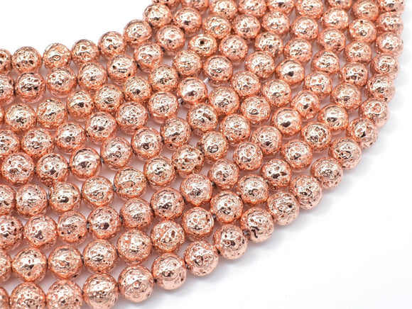 Lava-Copper Plated, 8mm (8.6mm) Round Beads-Gems: Round & Faceted-BeadBeyond