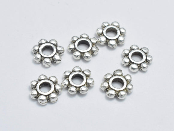 10pcs 5mm 925 Sterling Silver Spacers-Antique Silver, 5mm Daisy Spacer-Metal Findings & Charms-BeadBeyond