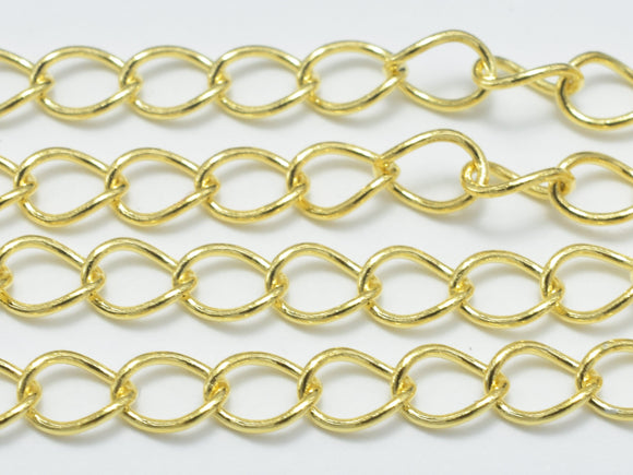 1foot 24K Gold Vermeil Curb Chain, 925 Sterling Silver Chain, Curb Chain, Jewelry Chain, 3x4mm-Metal Findings & Charms-BeadBeyond