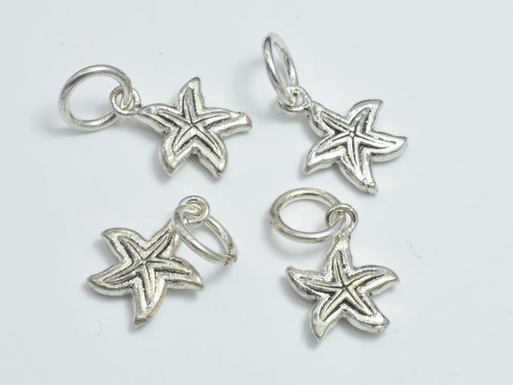 2pcs 925 Sterling Silver Charms - Antique Silver, Starfish Charm, 9x12mm-BeadBeyond