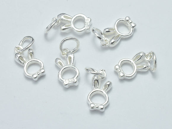 4pcs 925 Sterling Silver Charms, Bunny Charm, Rabbit Charm, 9.6x6mm-BeadBeyond