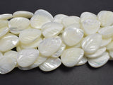Mother of Pearl, MOP, White, 13x18mm Carved Leaf-BeadBeyond