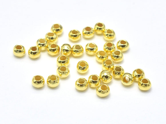 Approx 100pcs 24K Gold Vermeil 2mm Round Beads, 925 Sterling Silver Beads-Metal Findings & Charms-BeadBeyond