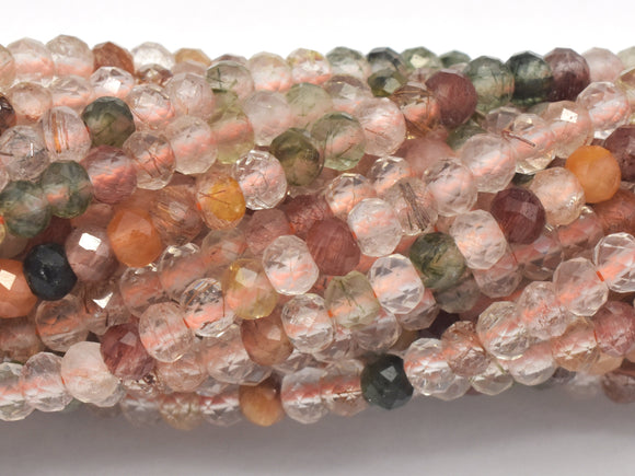 Mixed Rutilated Quartz Beads, 2.2x3mm Micro Faceted Rondelle-Gems:Assorted Shape-BeadBeyond