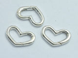 1pc 925 Sterling Silver Heart Clasp, Spring Gate Heart Clasp,16x10mm-BeadBeyond