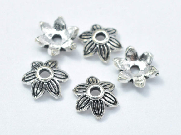 10pcs 925 Sterling Silver Bead Caps-Antique Silver, 7x2.4mm Flower Bead Caps-Metal Findings & Charms-BeadBeyond