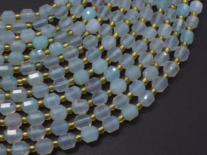 Blue Chalcedony Agate Beads, 6mm Faceted Prism Double Point Cut-Gems: Round & Faceted-BeadBeyond