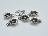 Flower Charms, Zinc Alloy, Antique Silver Tone, 10x14 mm, 20pcs, Hole 2.1mm-Metal Findings & Charms-BeadBeyond