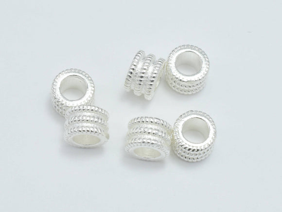 4pcs 925 Sterling Silver Beads, 5x3.5mm Tube Beads, Big Hole Tube-Metal Findings & Charms-BeadBeyond