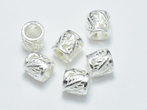 4pcs 925 Sterling Silver Beads, 5x5mm Tube Beads, Big Hole Filigree Beads, Spacer Beads-BeadBeyond