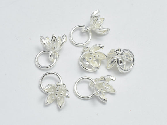 4pcs 925 Sterling Silver Charms, Lotus Flower Charms, 6mm-BeadBeyond