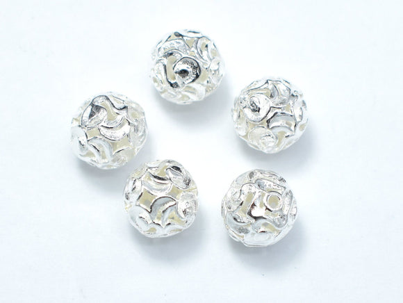 8mm 925 Sterling Silver Beads, 8mm Round Beads, 2pcs-Metal Findings & Charms-BeadBeyond