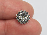 2pcs (1pair) 925 Sterling Silver Stud Post, Marcasite Flower Stud Post, 9.8mm Flower Pad, 11mm Long-BeadBeyond