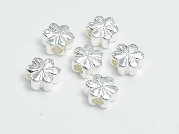2pcs 925 Sterling Silver Beads-Flower, 5mm, 3mm Thick-Metal Findings & Charms-BeadBeyond